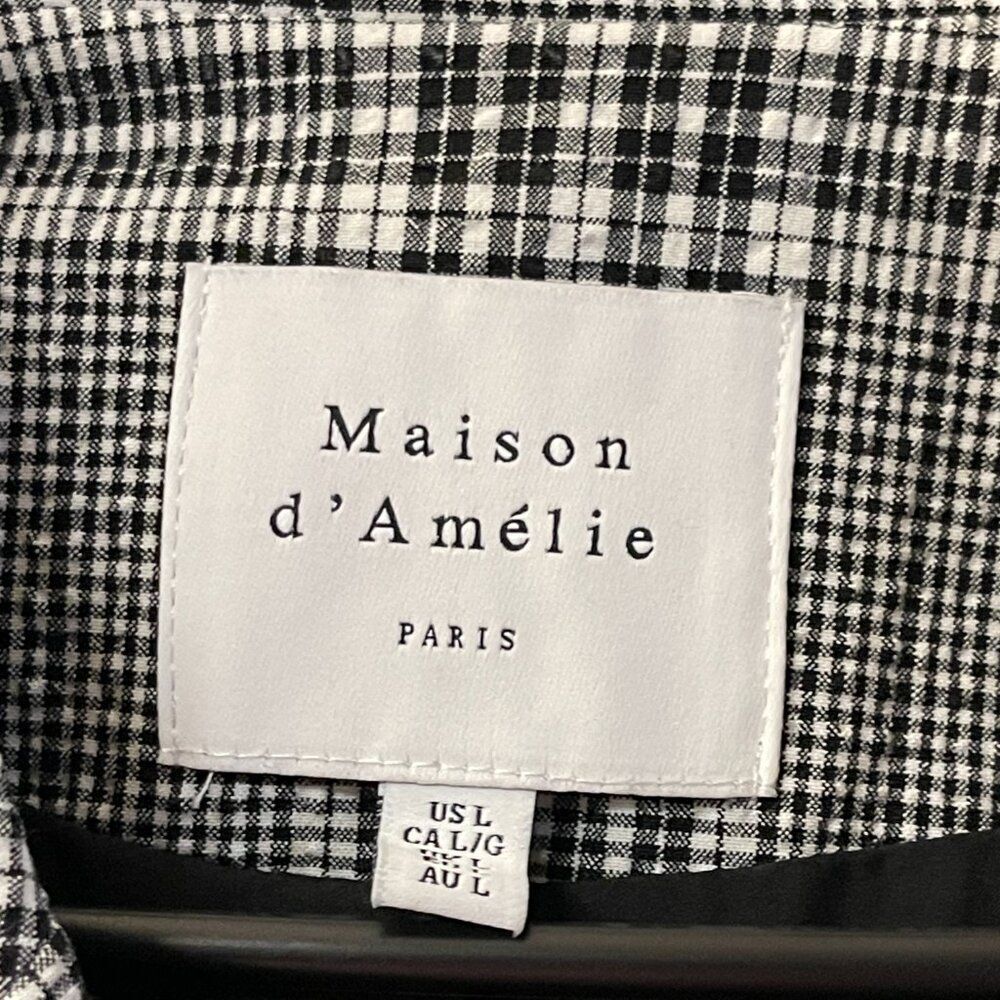 Maison d'Amelie Paris Gingham Black White Plaid Blazer Large - Picture 7 of 13